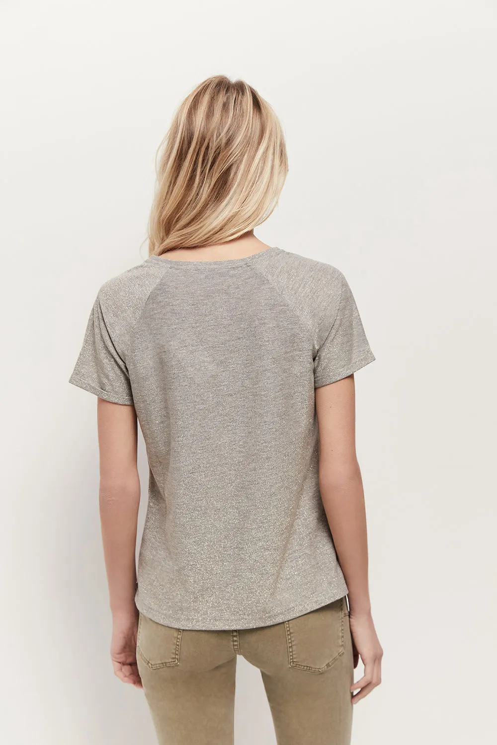 MELIA - T-shirt platine maille pailletée