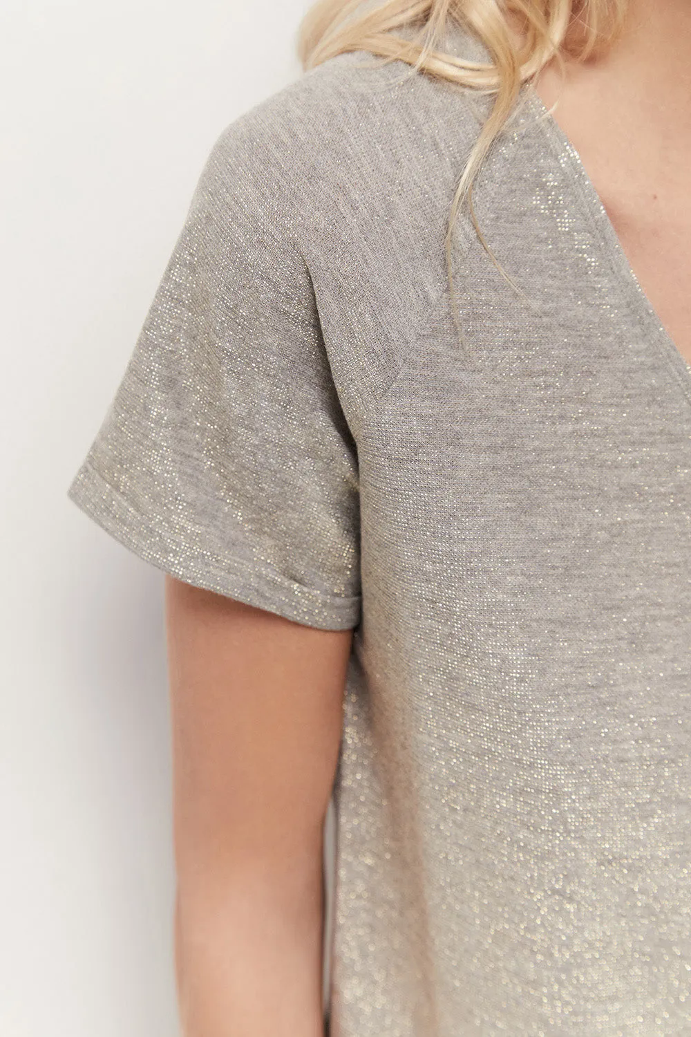 MELIA - T-shirt platine maille pailletée