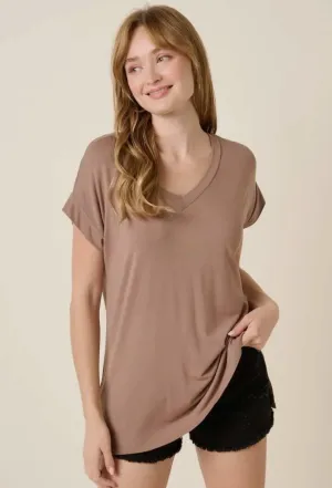 Mocha Bamboo V-Neck Top