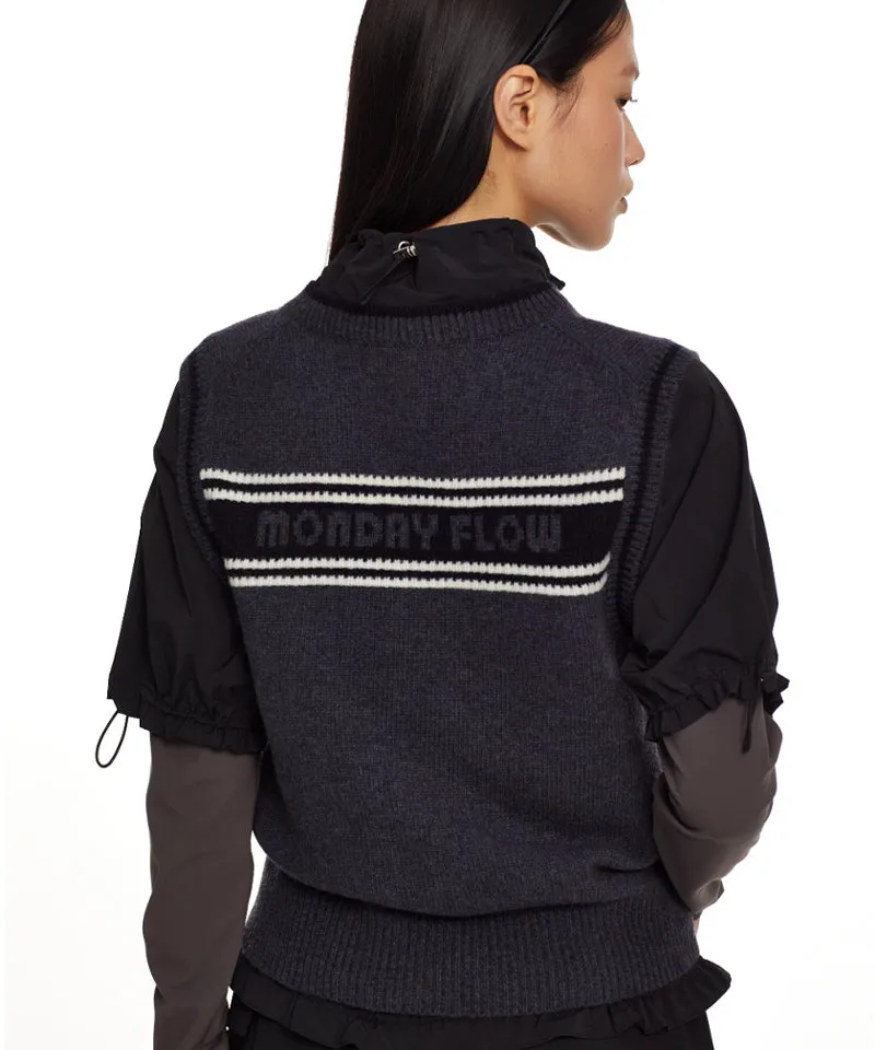 Monday Flow Logo Warm Knit Vest - Navy