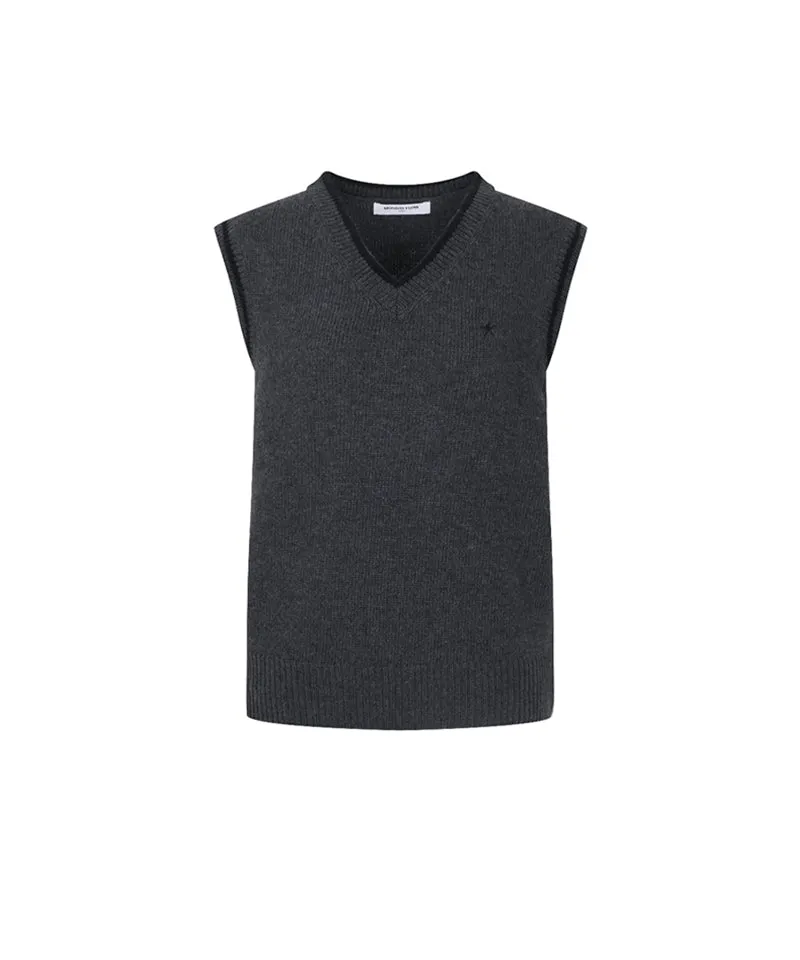 Monday Flow Logo Warm Knit Vest - Navy