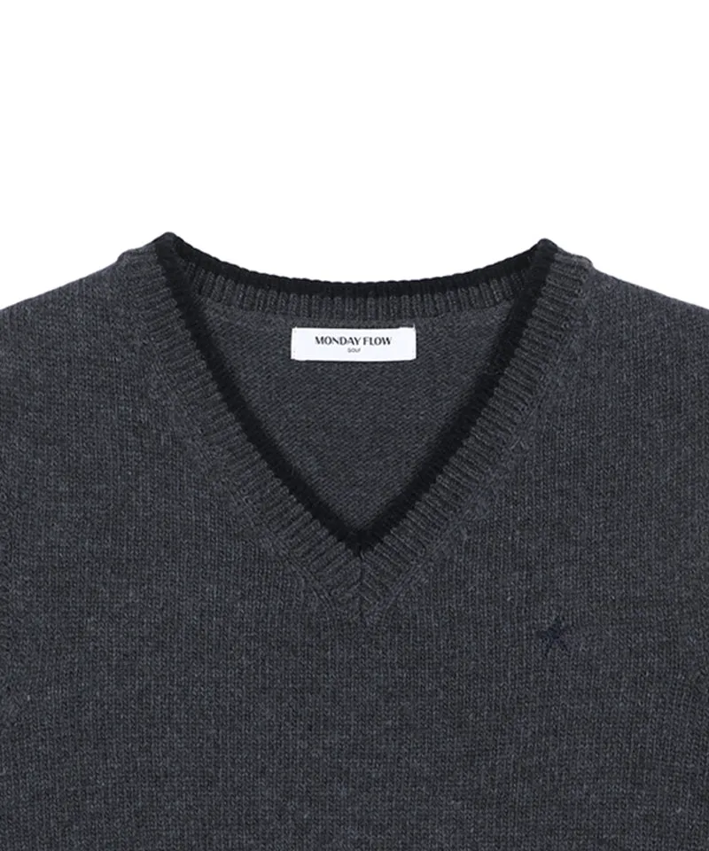 Monday Flow Logo Warm Knit Vest - Navy