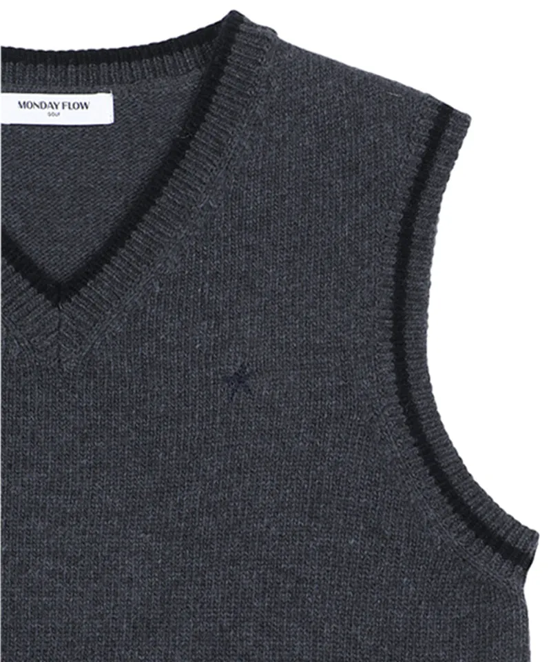 Monday Flow Logo Warm Knit Vest - Navy