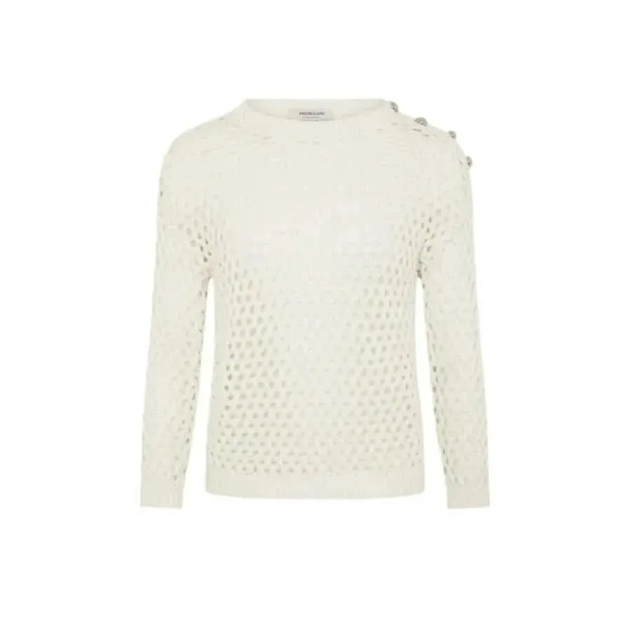 Morgan De Toi Women's White Round Neck Knit Sweater