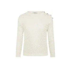Morgan De Toi Women's White Round Neck Knit Sweater