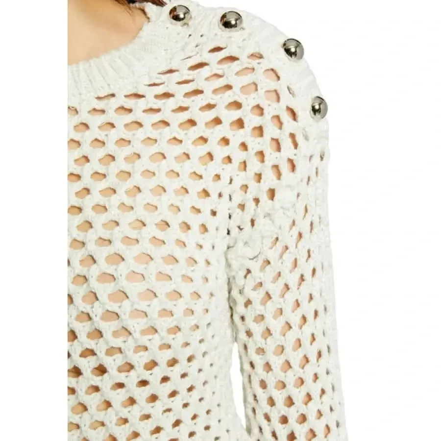 Morgan De Toi Women's White Round Neck Knit Sweater