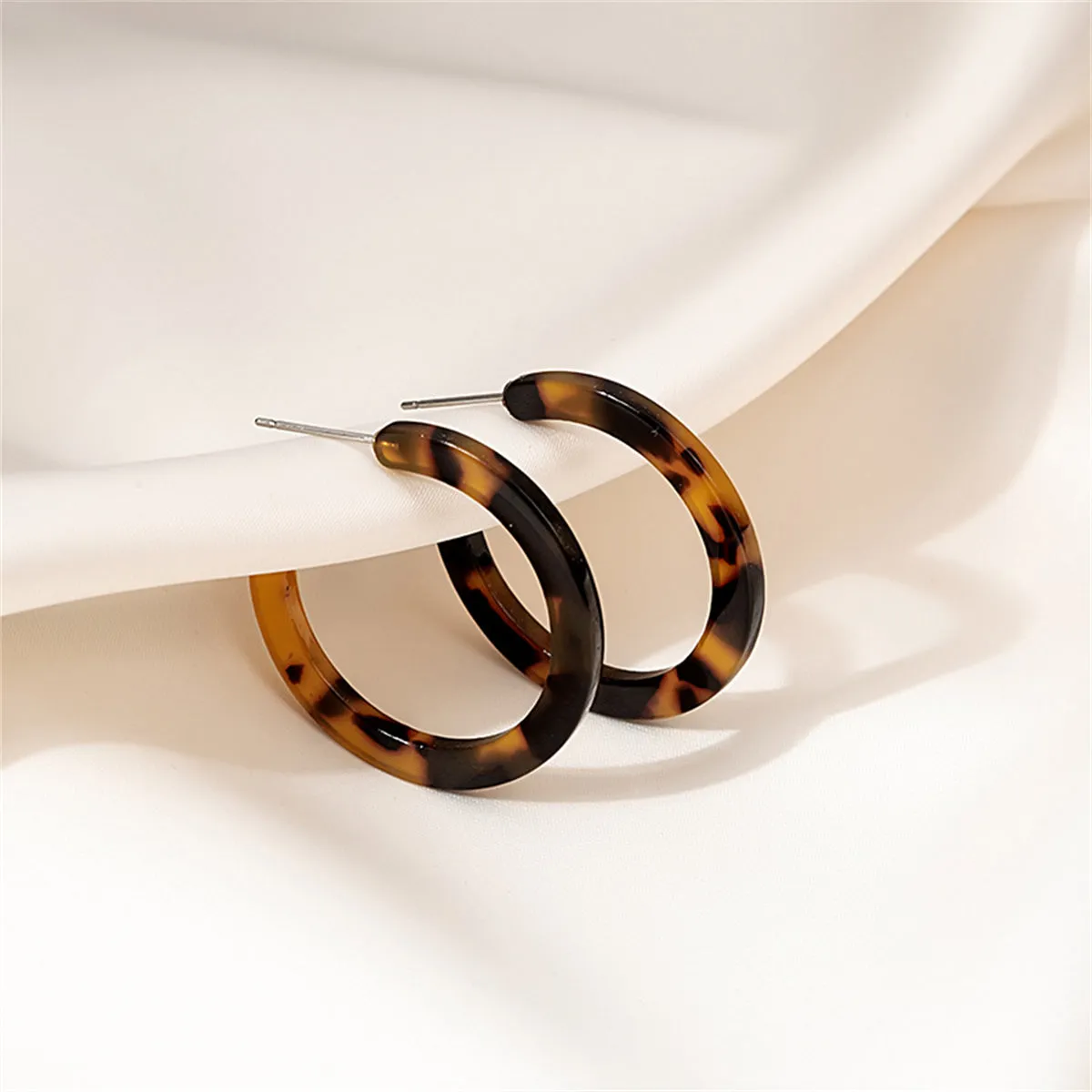 Mottled Brown Hoop Earrings