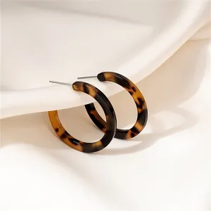 Mottled Brown Hoop Earrings