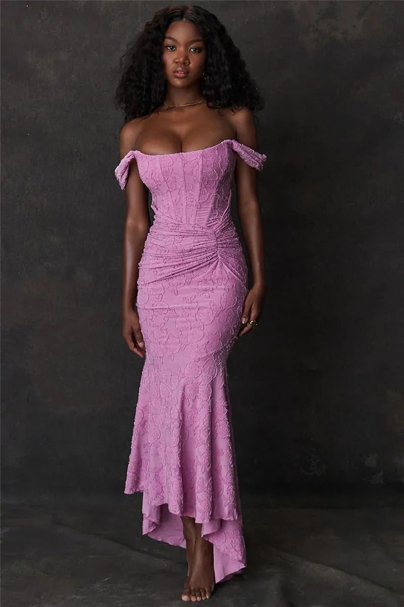 Mozision Off-Shoulder Backless Evening Dress – Purple Sleeveless Bodycon for Unforgettable Parties