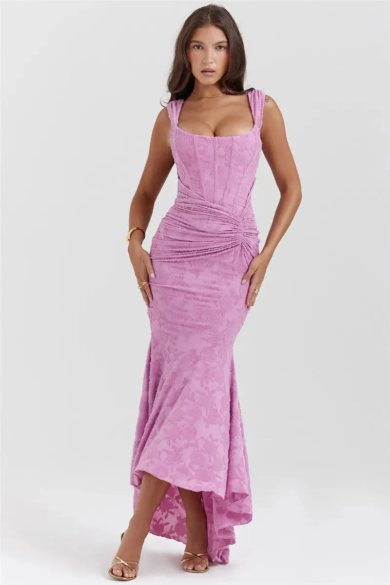 Mozision Off-Shoulder Backless Evening Dress – Purple Sleeveless Bodycon for Unforgettable Parties