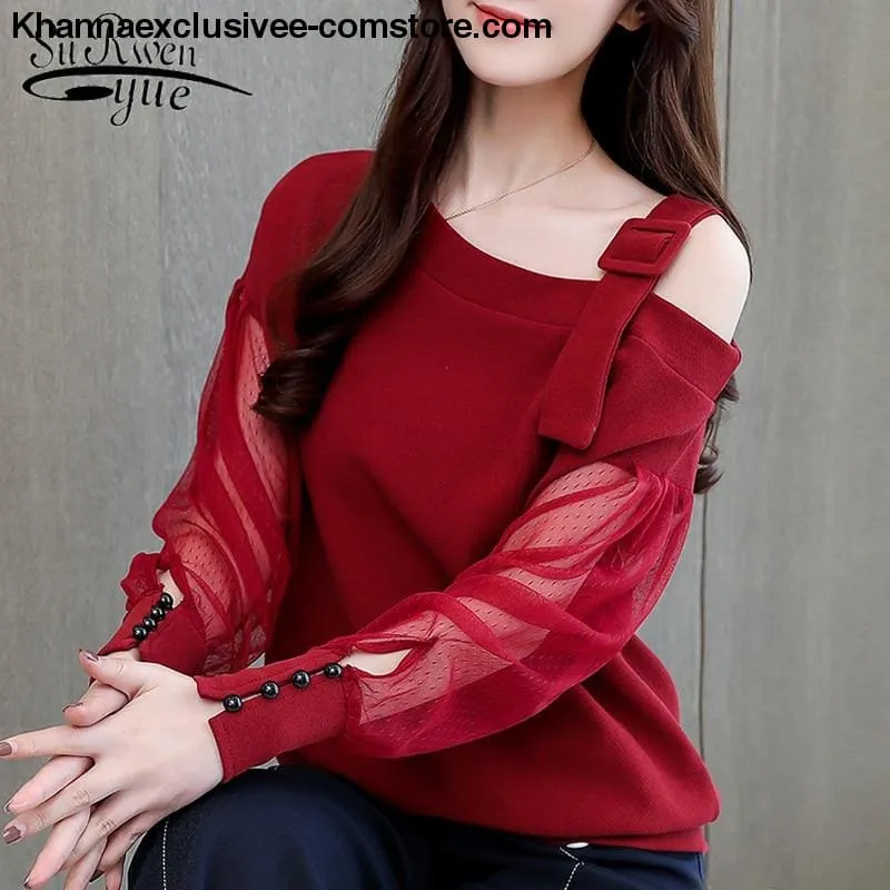 New women's fashionable blouse off shoulder top long sleeve Hot selling shirt