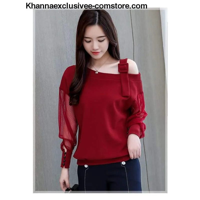 New women's fashionable blouse off shoulder top long sleeve Hot selling shirt
