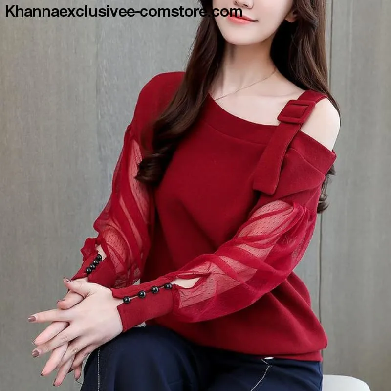New women's fashionable blouse off shoulder top long sleeve Hot selling shirt
