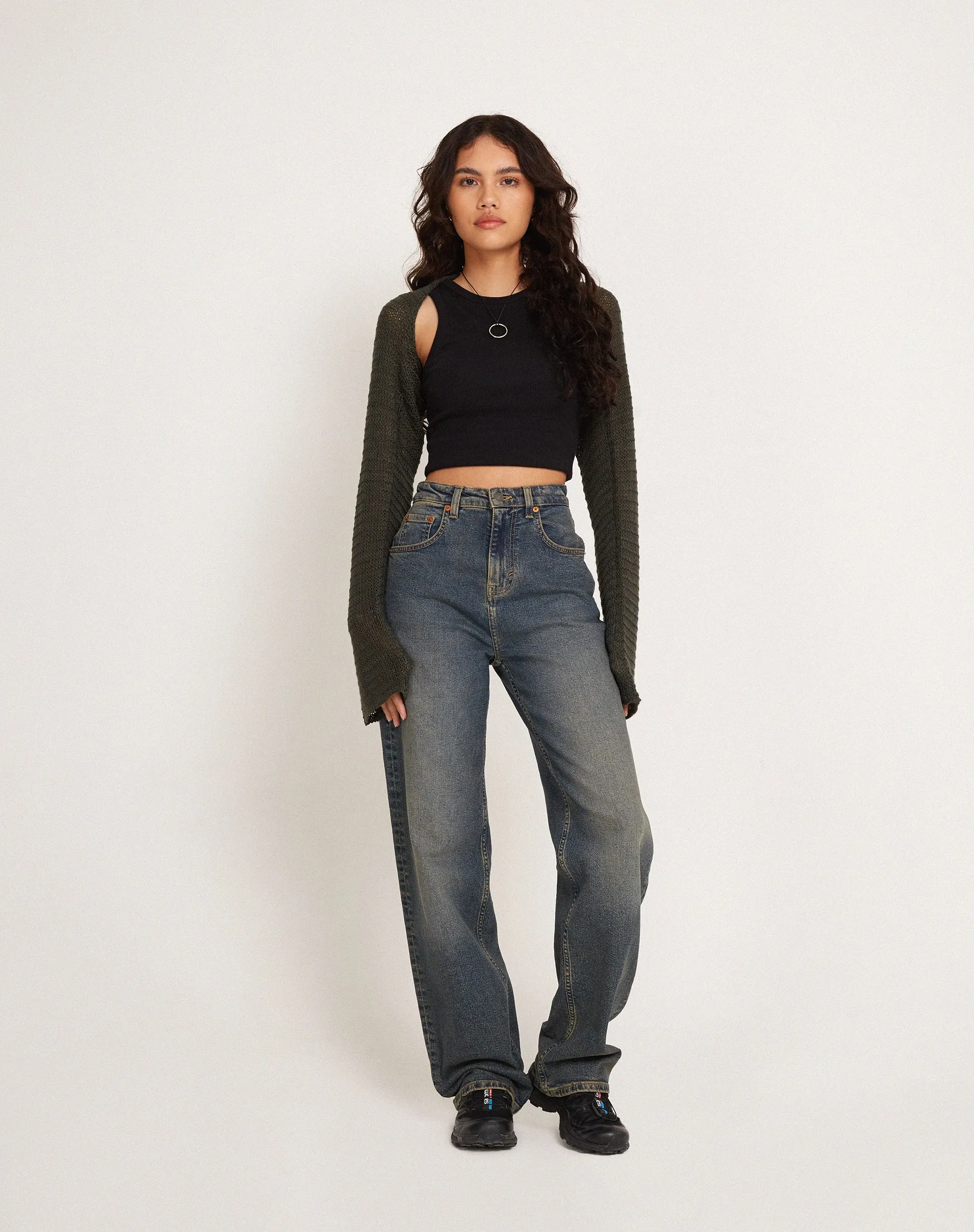 Nobila Shrug Top in Khaki