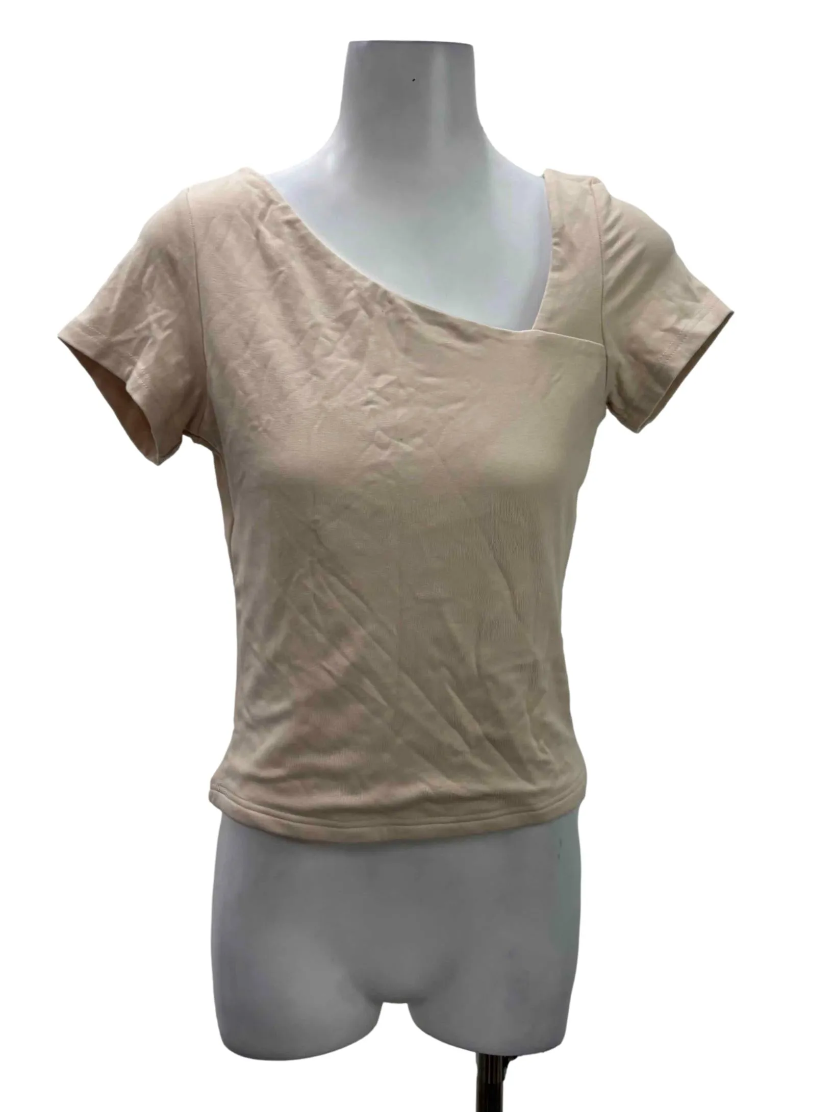 Nude Asymmetrical Neckline Top