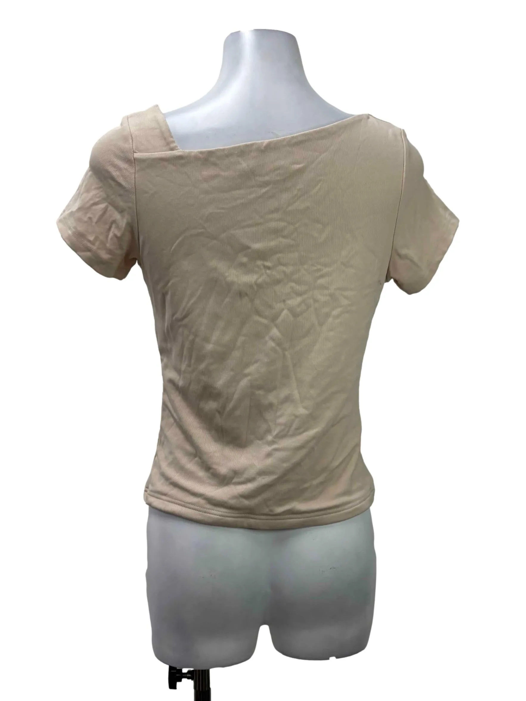 Nude Asymmetrical Neckline Top