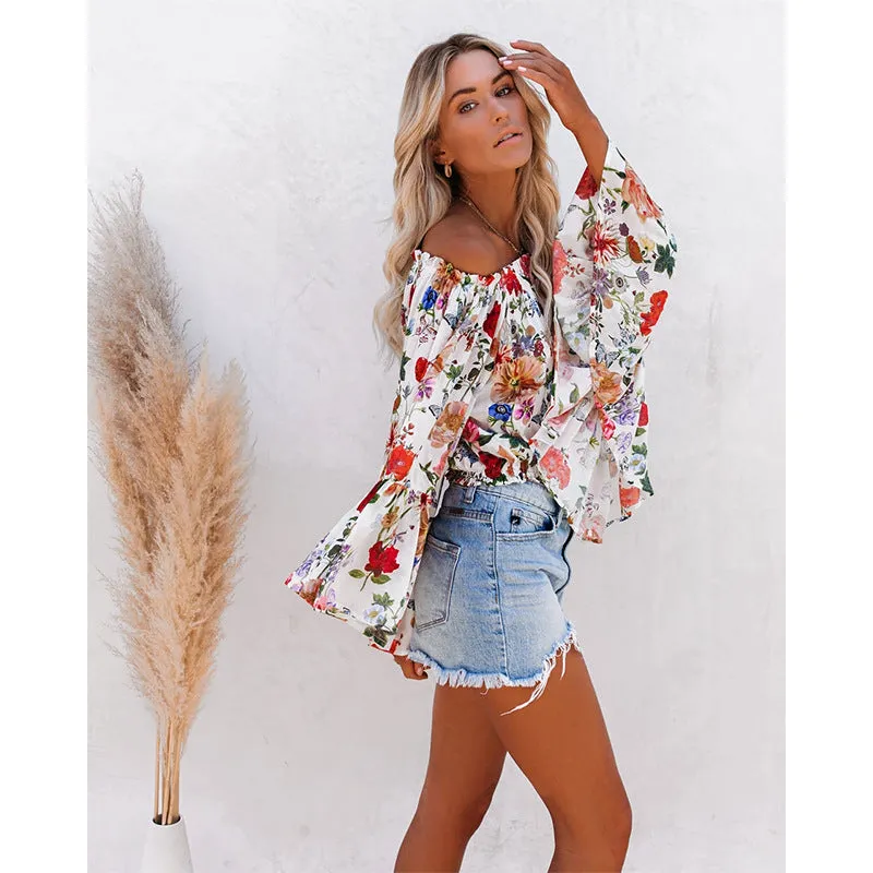 Off Shoulder Lace Flower Blouse