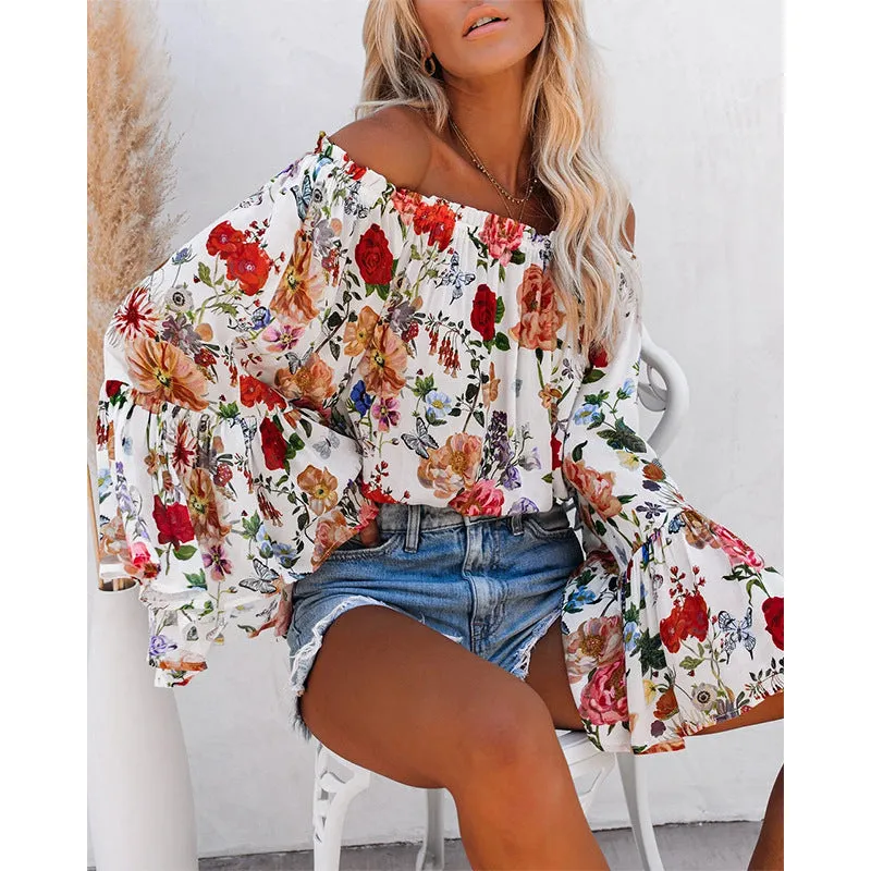 Off Shoulder Lace Flower Blouse