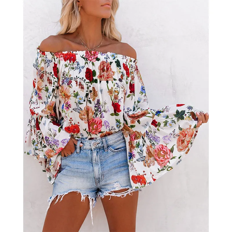 Off Shoulder Lace Flower Blouse