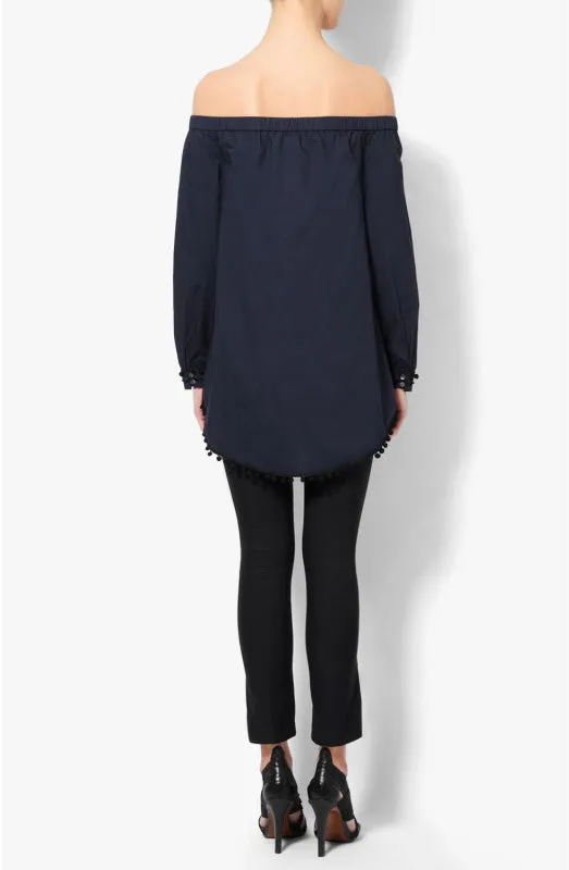 Off Shoulder Pom Pom Shirt