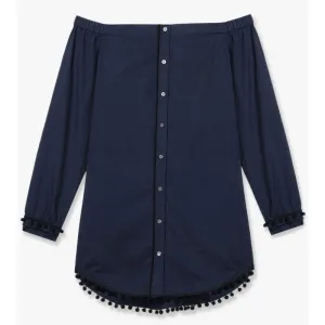 Off Shoulder Pom Pom Shirt