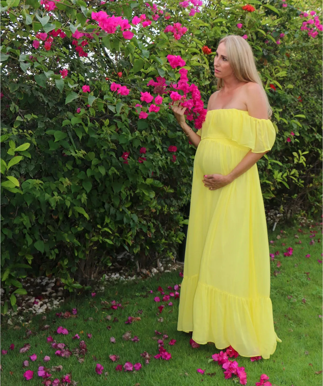 Off the shoulder Abi dress in Sunshine