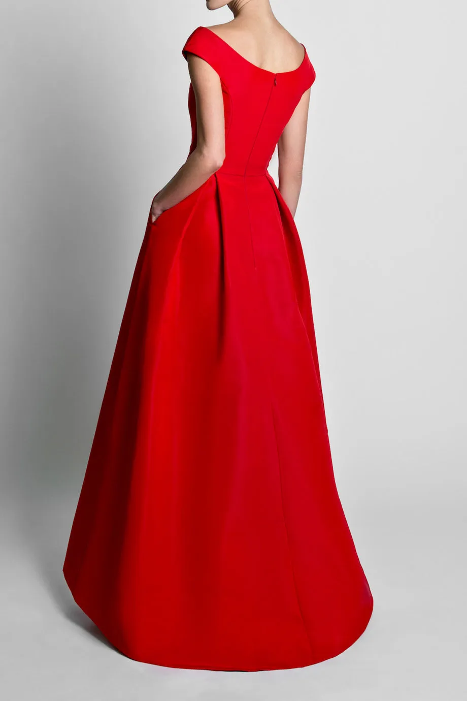 Off The Shoulder Silk Faille Ball Gown
