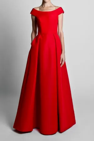Off The Shoulder Silk Faille Ball Gown