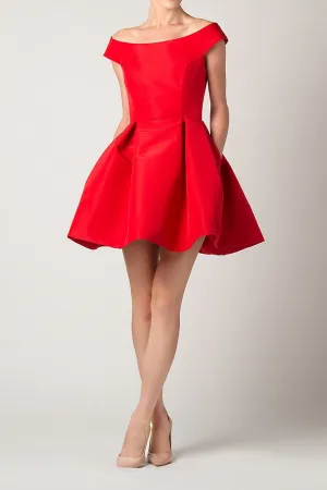 Off The Shoulder Silk Faille Mini Dress