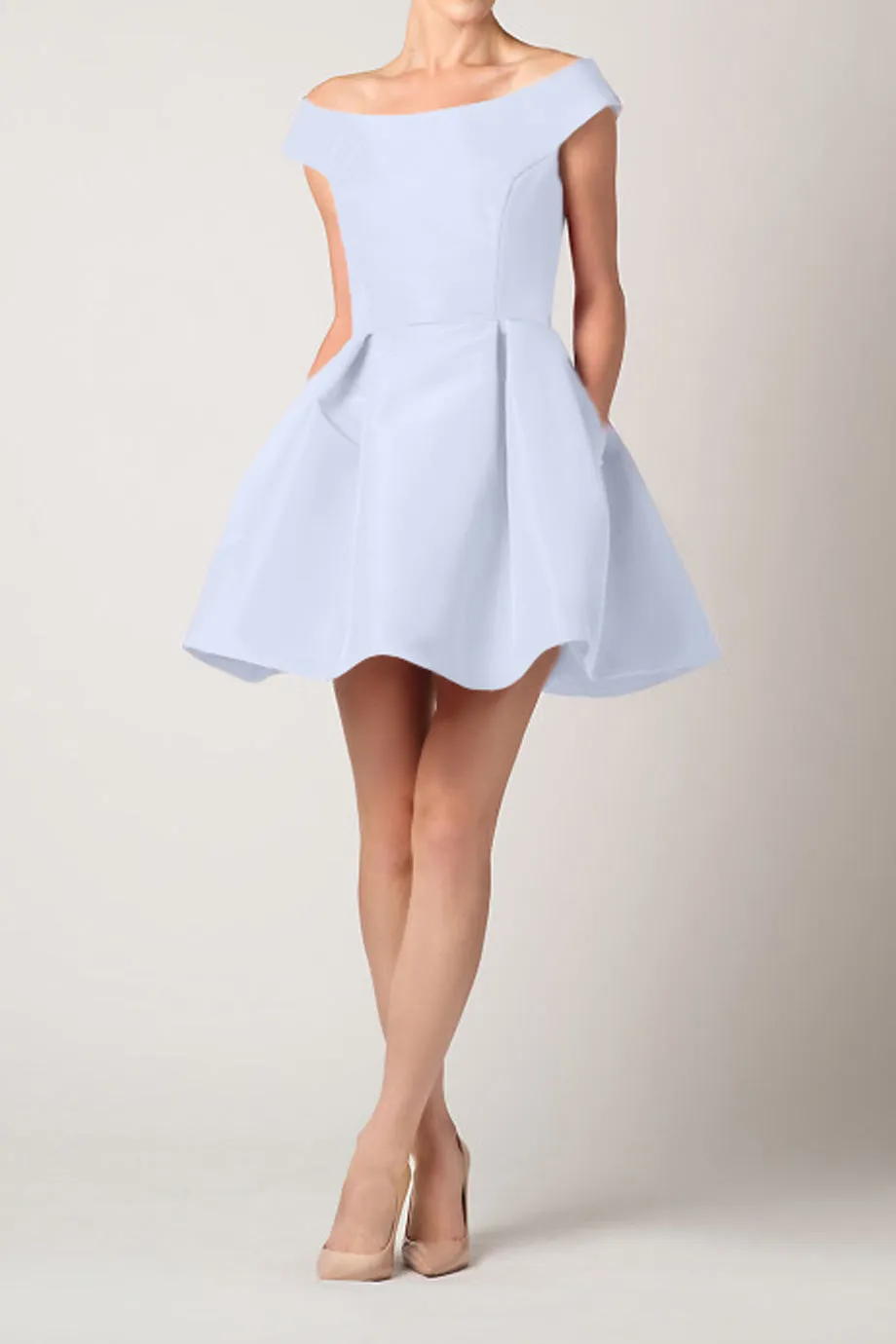 Off The Shoulder Silk Faille Mini Dress