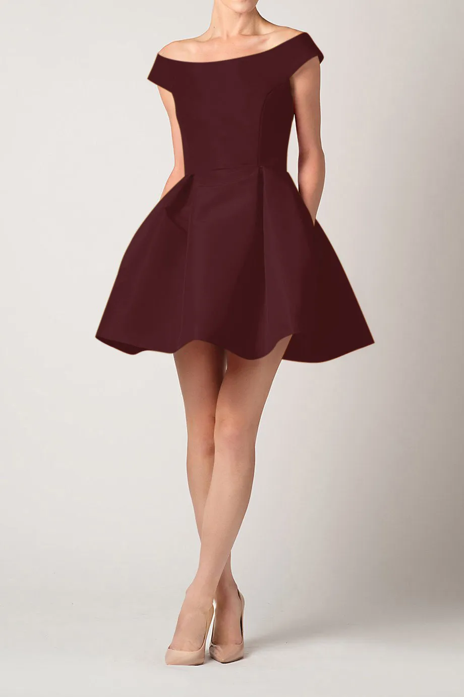 Off The Shoulder Silk Faille Mini Dress