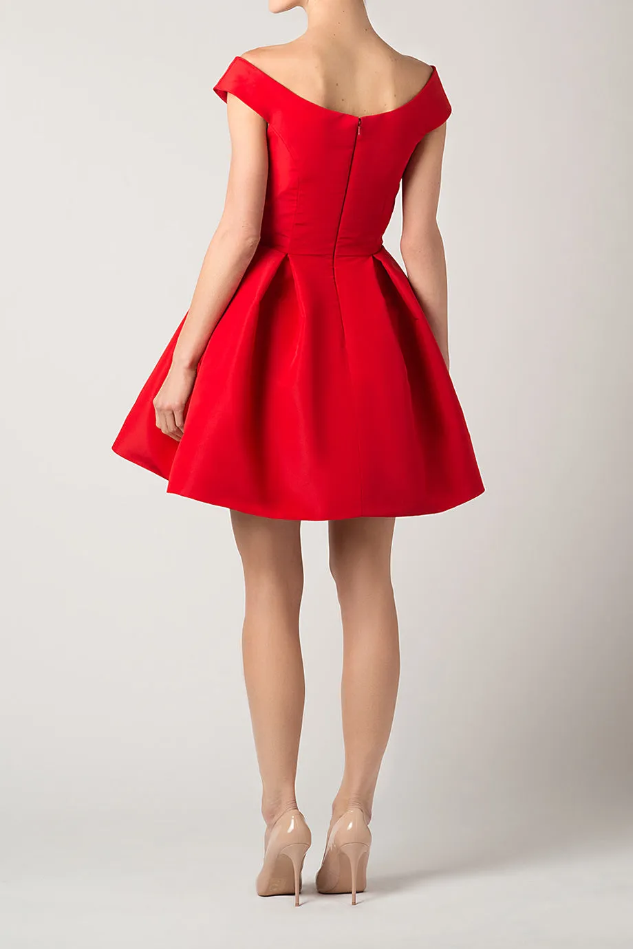 Off The Shoulder Silk Faille Mini Dress