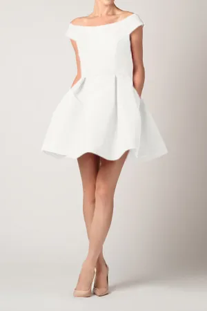 Off The Shoulder Silk Faille Mini Dress