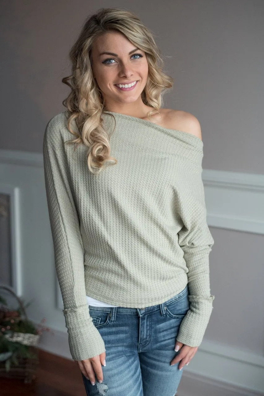 Off The Shoulder Top ~ Light Green