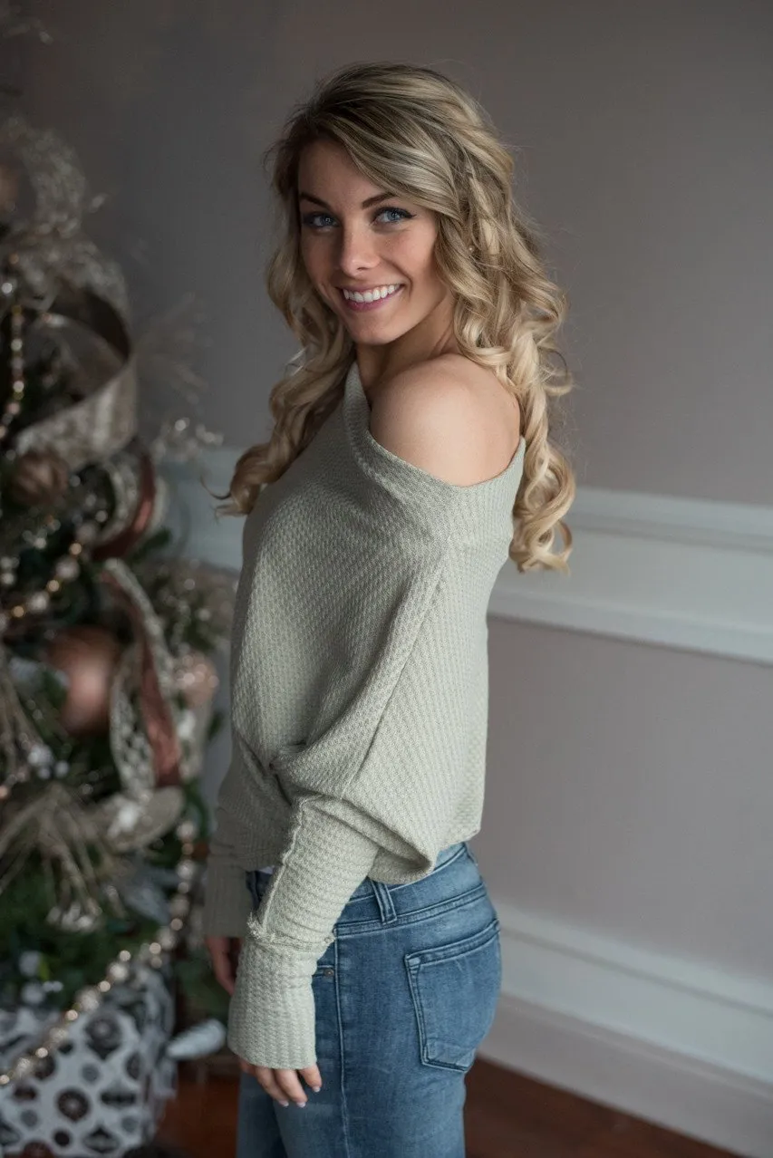 Off The Shoulder Top ~ Light Green