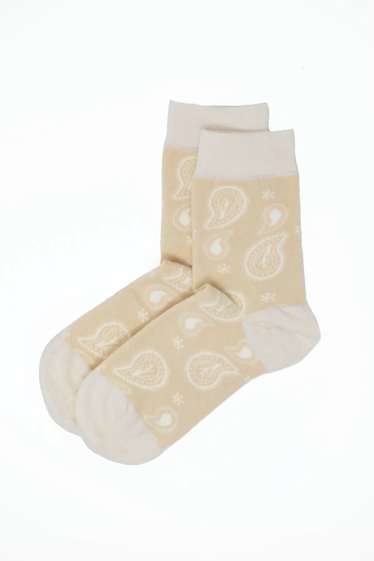 Paisley Women's Organic Cotton Socks |  Beige