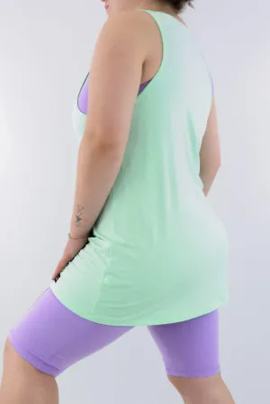 Pastel Mint - Long Tank Top - V-neck - Sleeveless
