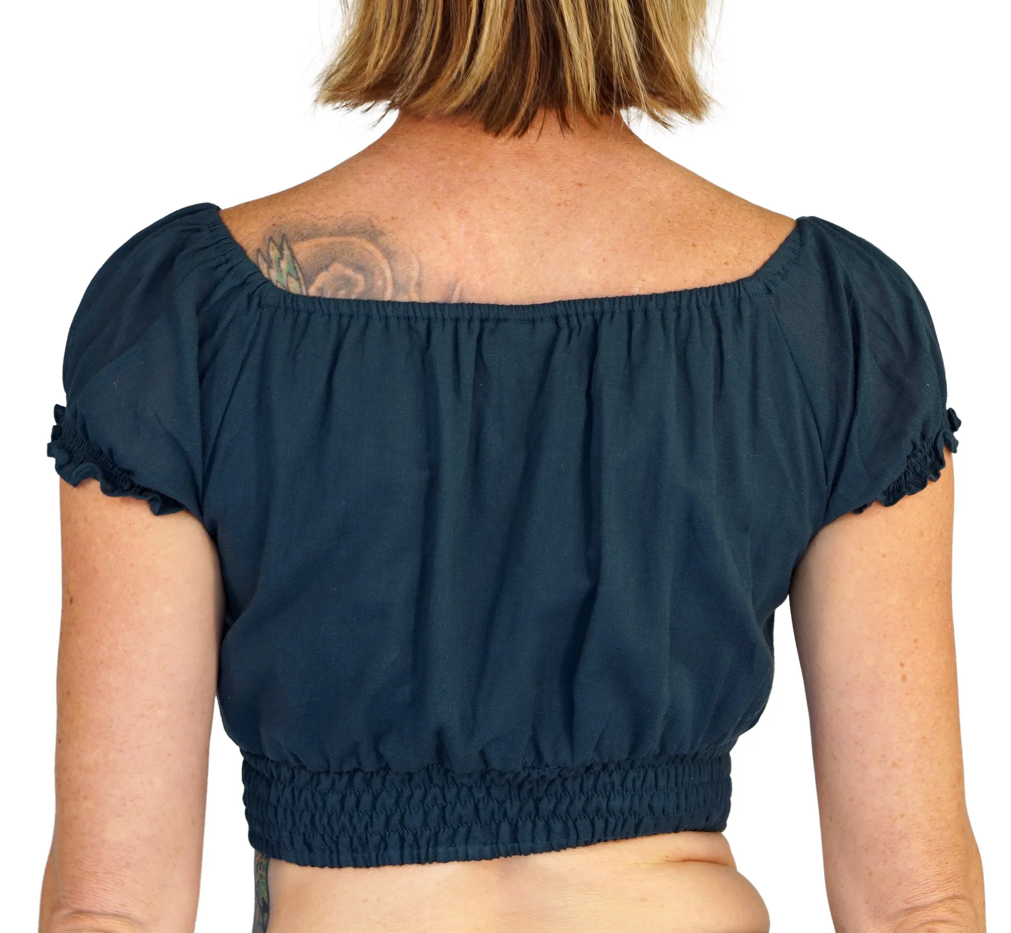'Peasant Crop Top' - Emerald Green