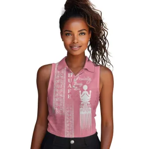 Personalized Adinkra Afro-Akan Culture Women Sleeveless Polo Shirt Duafe - Women's Day LT7