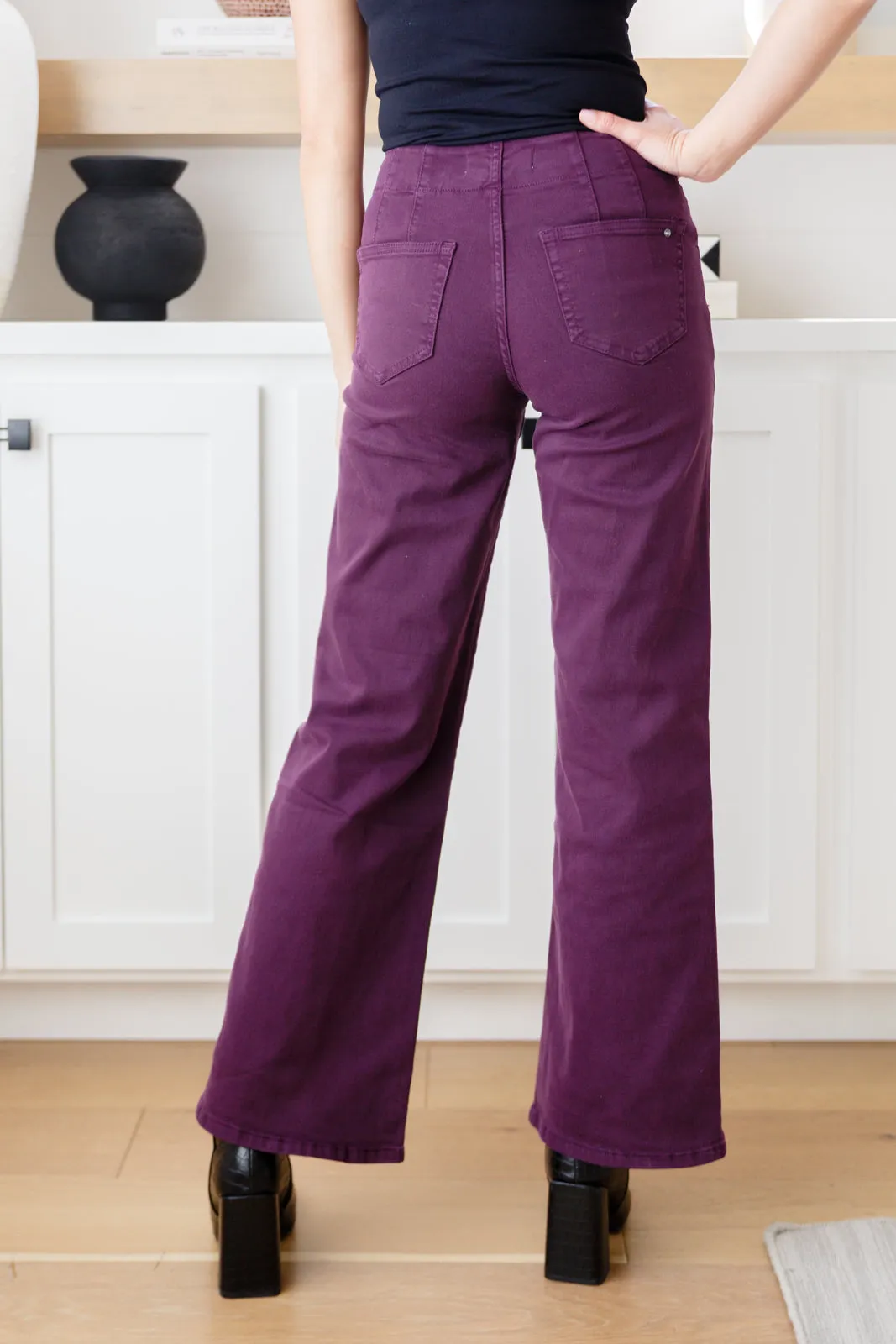 Petunia High-Rise Wide Leg Jeans in Plum by Micah Denim