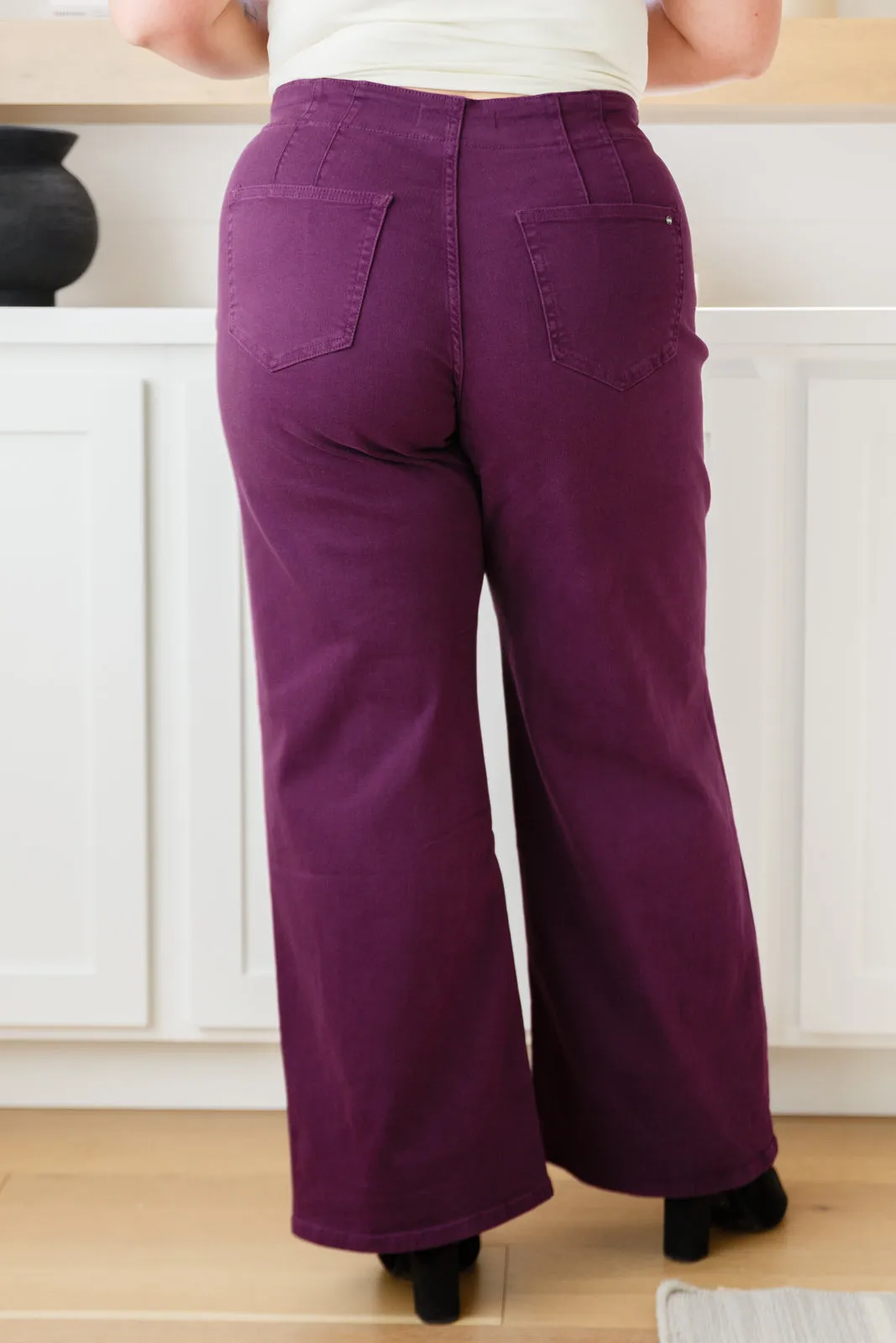 Petunia High-Rise Wide Leg Jeans in Plum by Micah Denim