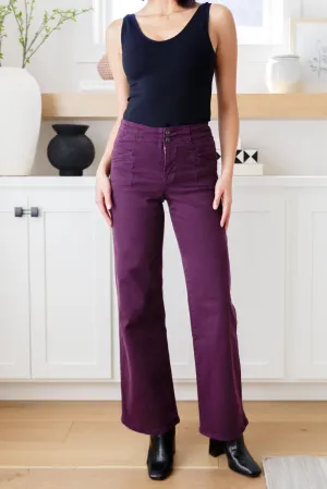 Petunia High-Rise Wide Leg Jeans in Plum by Micah Denim