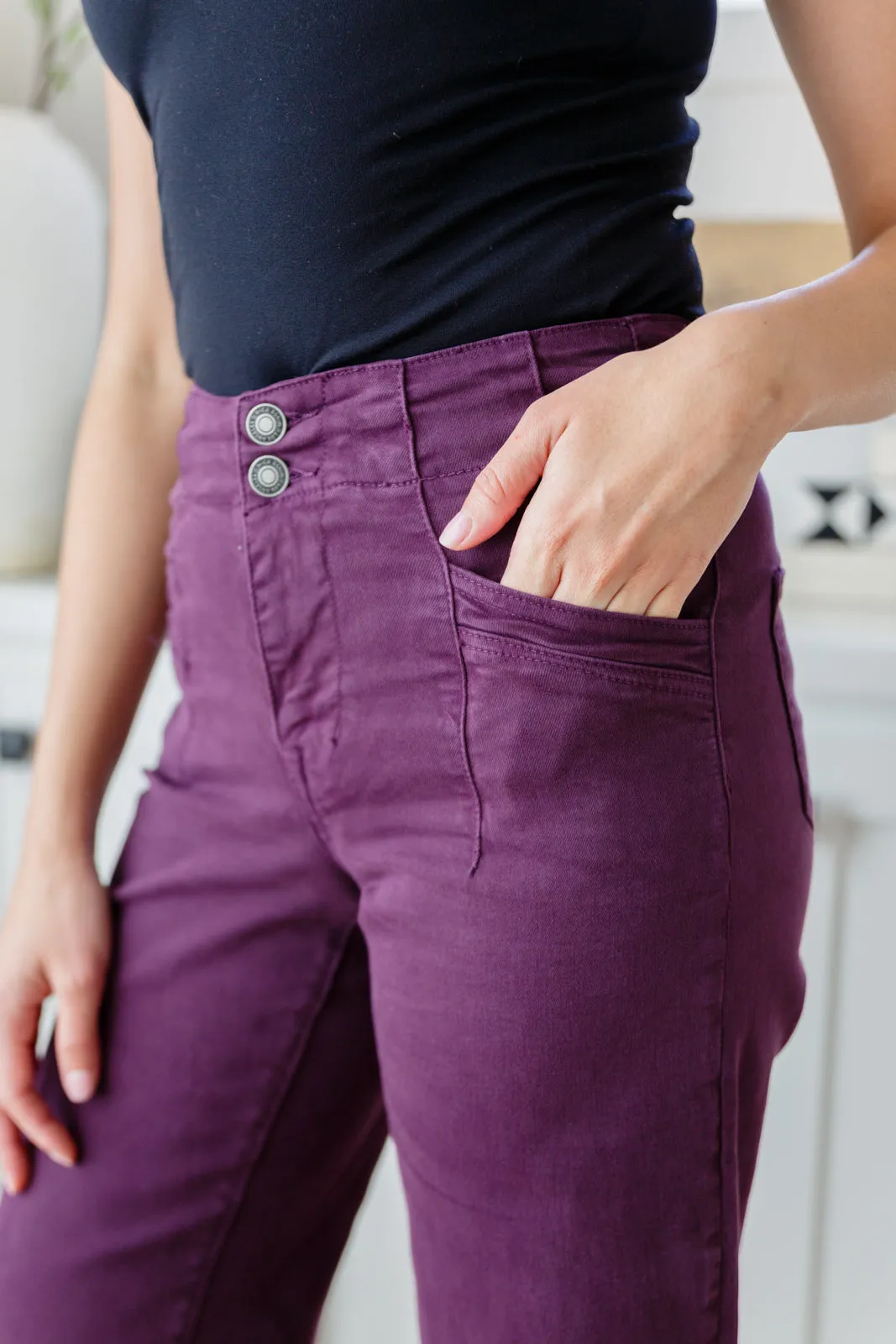 Petunia High-Rise Wide Leg Jeans in Plum by Micah Denim