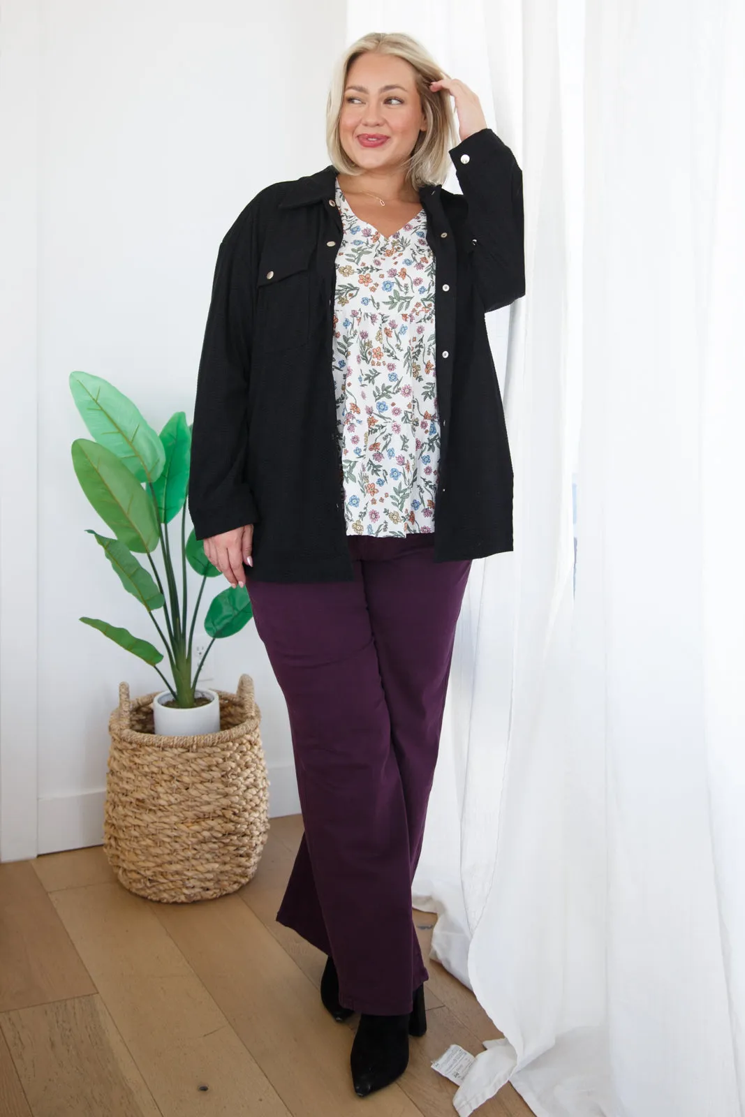 Petunia High-Rise Wide Leg Jeans in Plum by Micah Denim