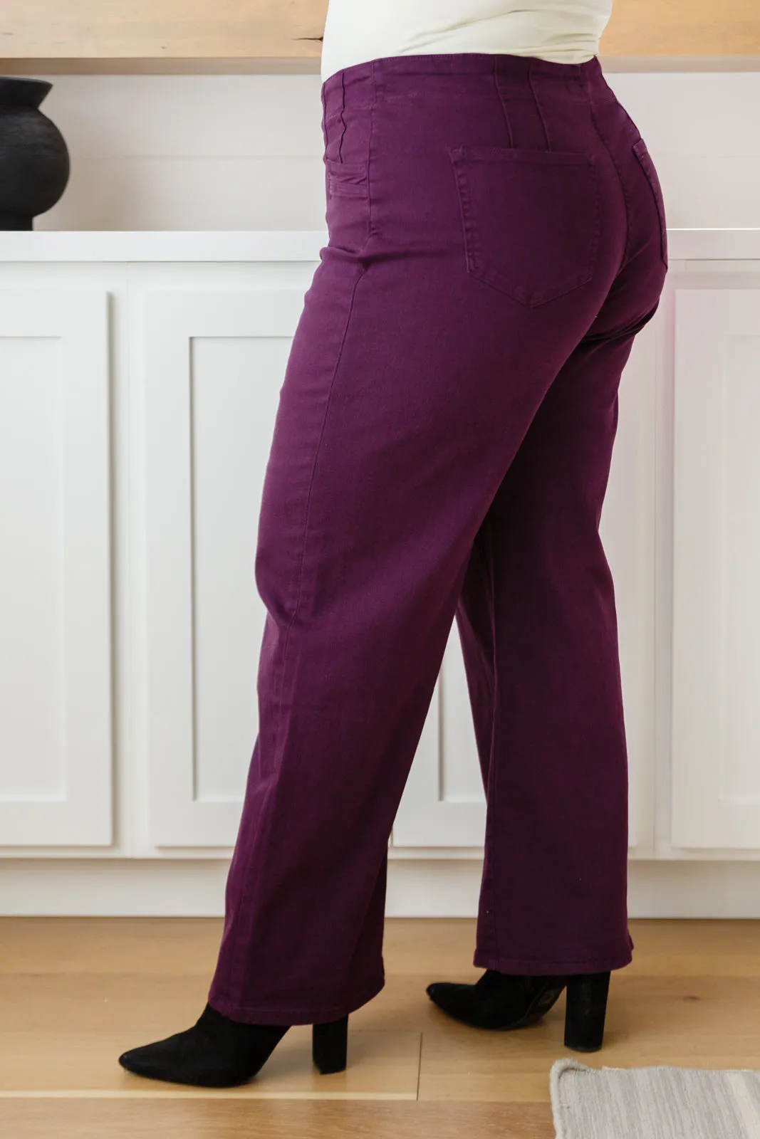 Petunia High-Rise Wide Leg Jeans in Plum by Micah Denim