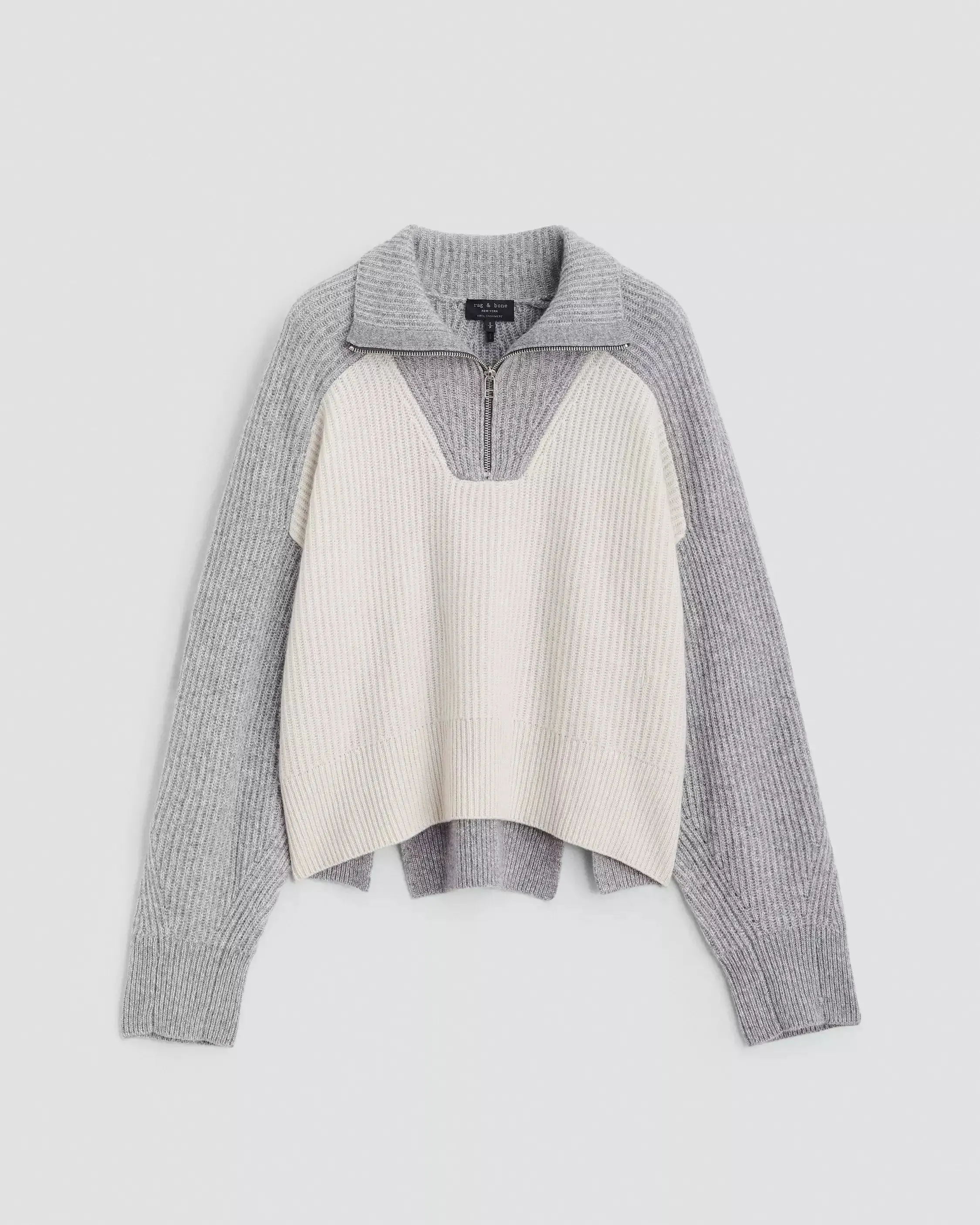 Pierce Cashmere Zip in Grey Multi