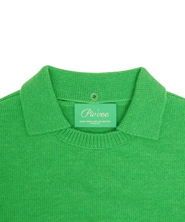 PIV'VEE Detachable Collar Knit - Pine Green