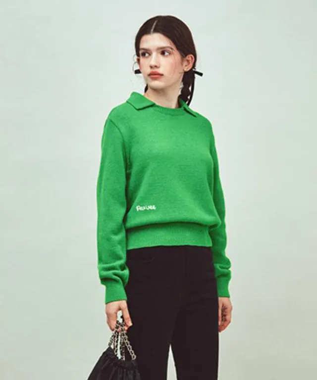 PIV'VEE Detachable Collar Knit - Pine Green