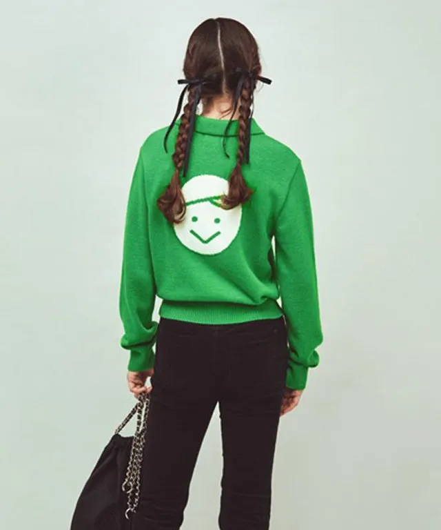 PIV'VEE Detachable Collar Knit - Pine Green