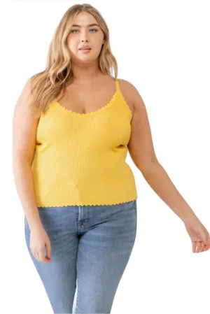 Plus Ribbed Ruffle Tank Top